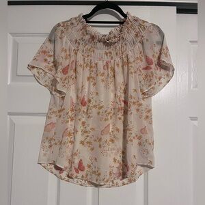 Madewell Floral Blouse - Cream and Pink